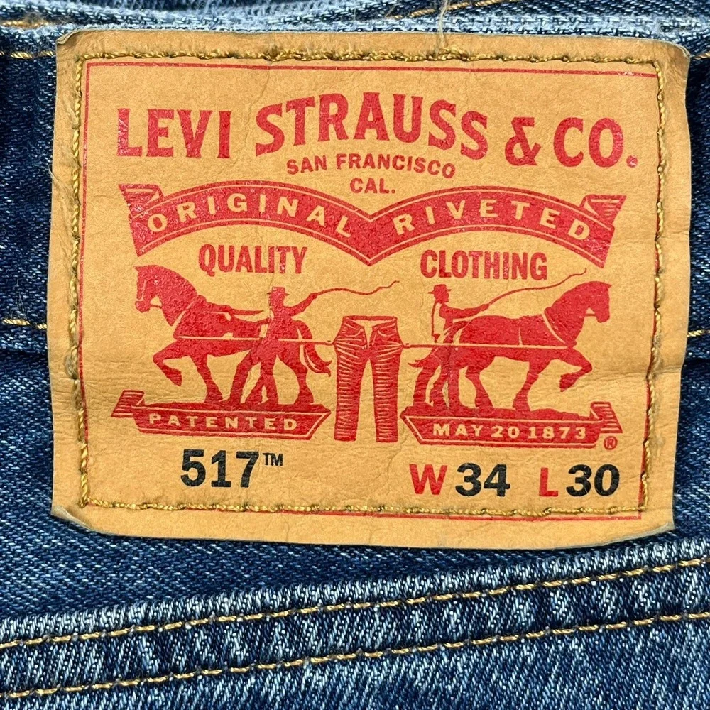 Levi's 517 Bootcut Jeans Mens 34x30 Blue Medium Wash Denim Cotton Classic